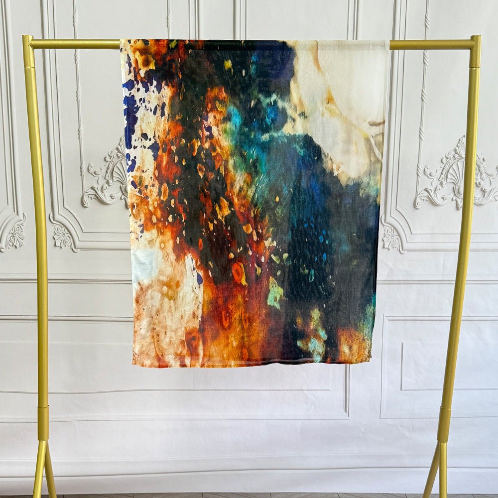 Watercolor Artistic Modal Hijab with Painted Floral Motifs (MH144)
