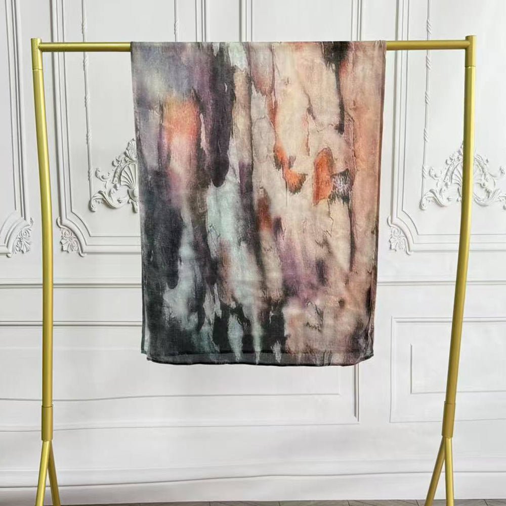 Watercolor Artistic Modal Hijab with Painted Floral Motifs (MH144)