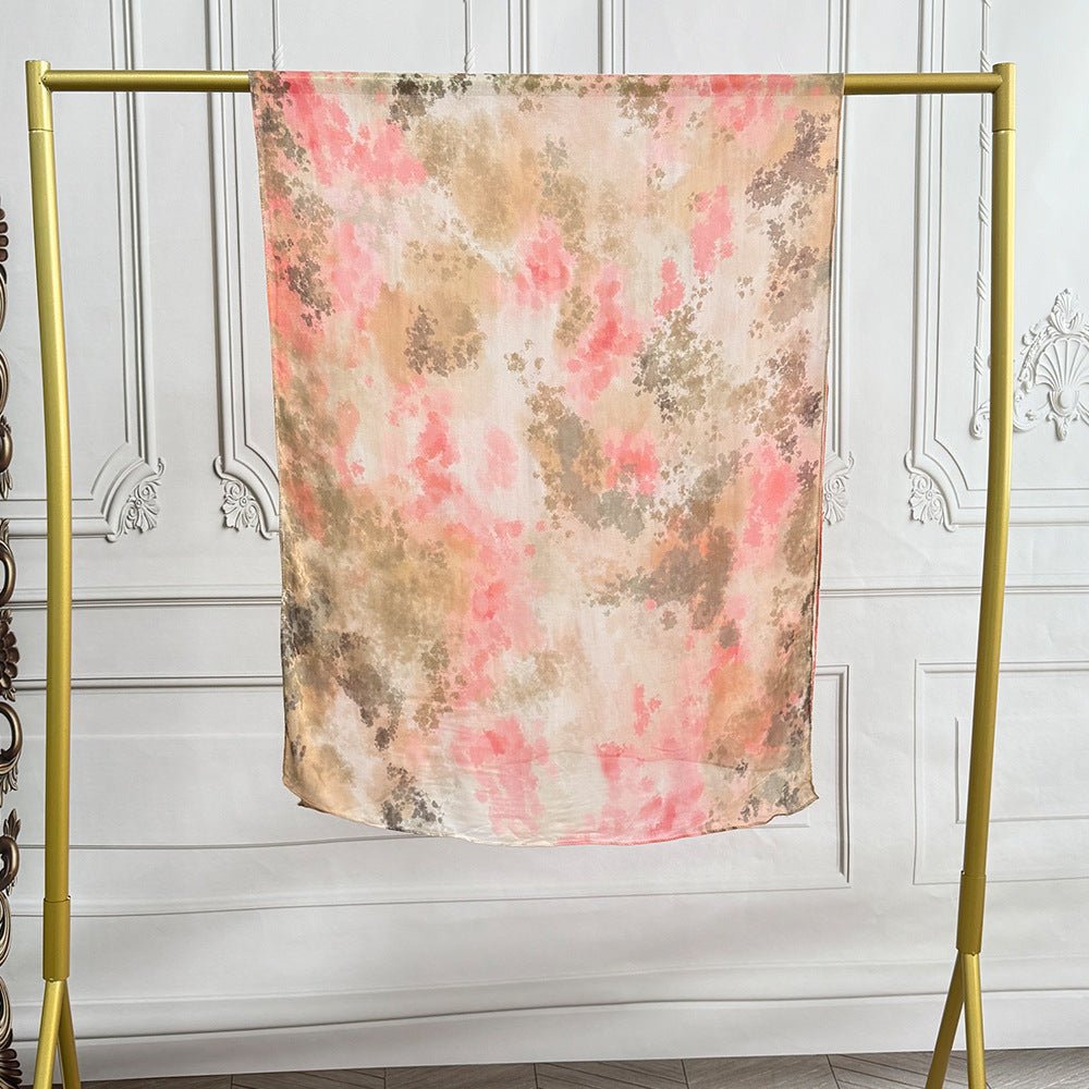 Watercolor Artistic Modal Hijab with Painted Floral Motifs (MH144)