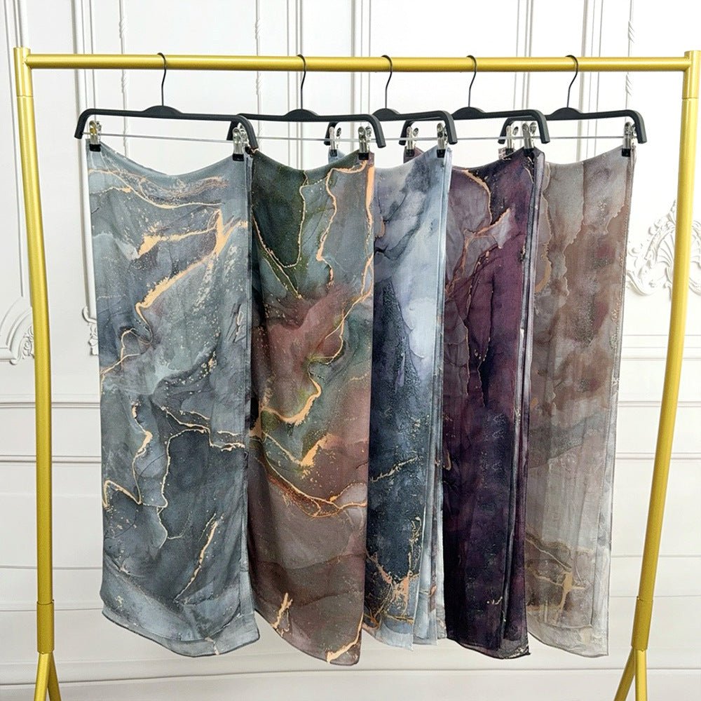 Watercolor Artistic Modal Hijab with Painted Floral Motifs (MH144)