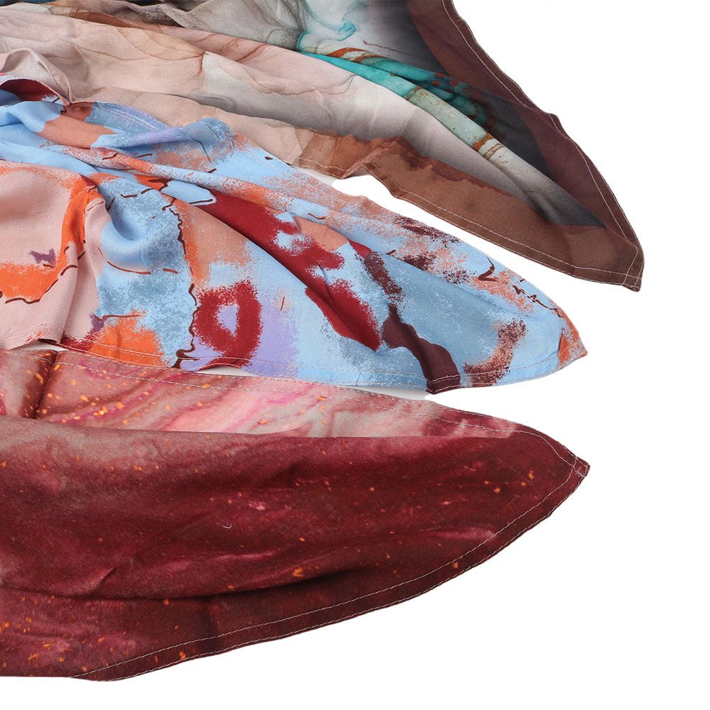 Watercolor Artistic Modal Hijab with Painted Floral Motifs (MH144)