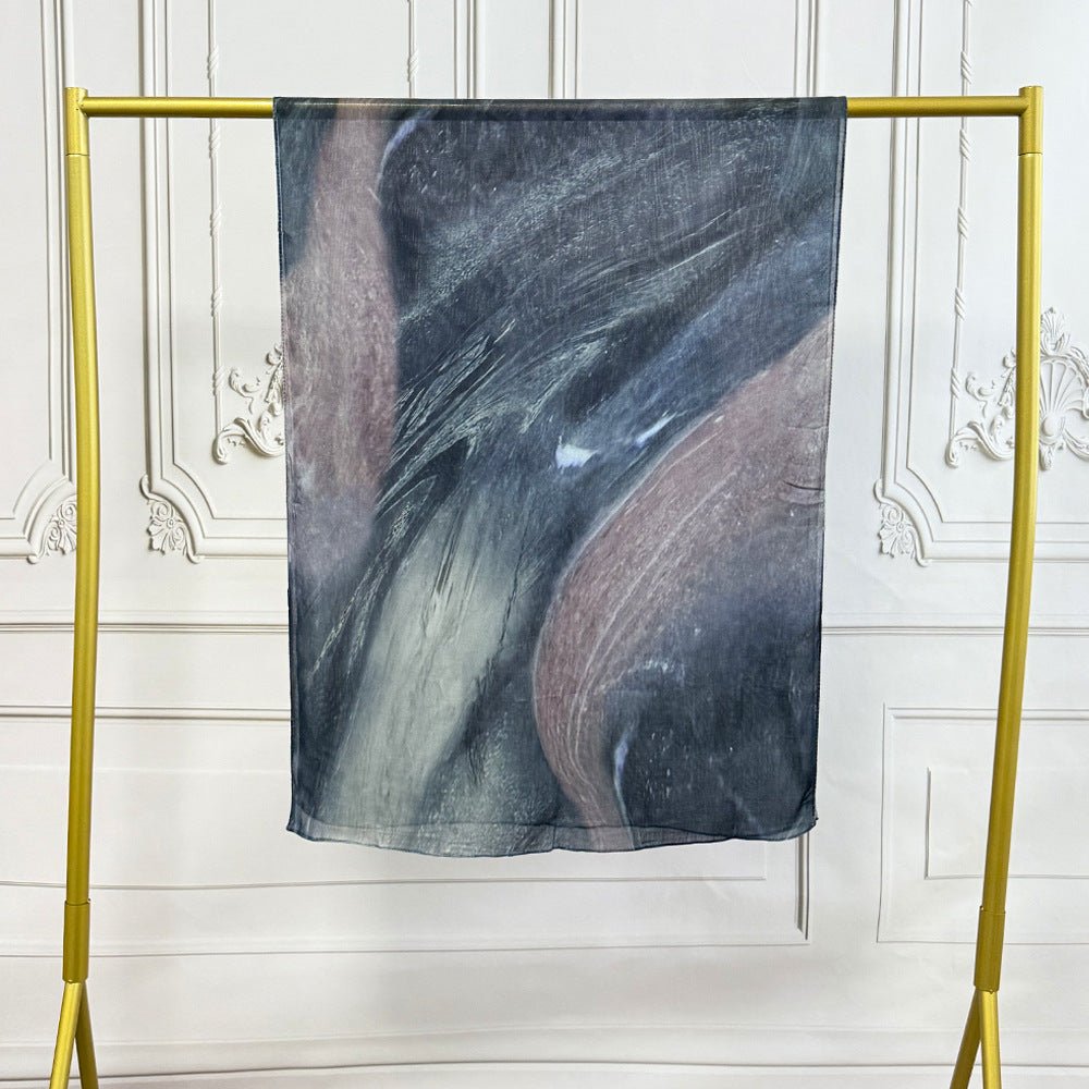 Watercolor Artistic Modal Hijab with Painted Floral Motifs (MH144)