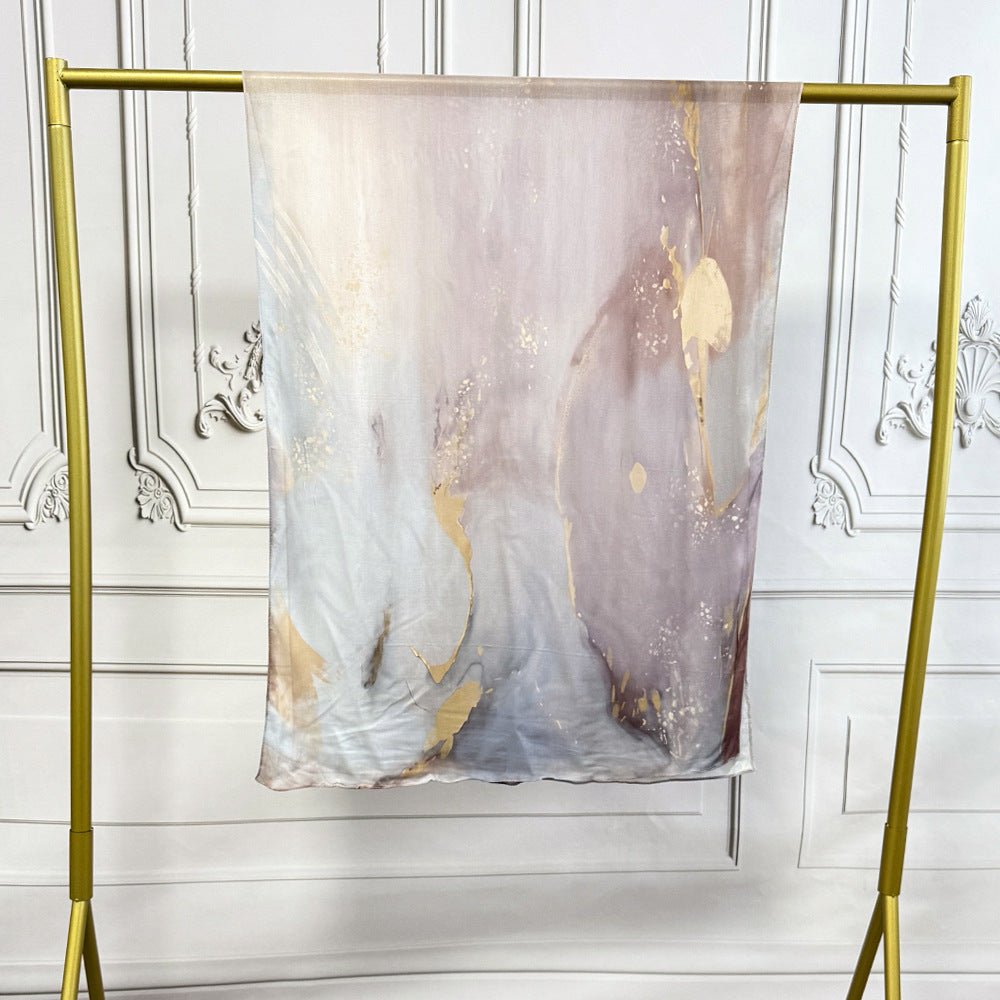 Watercolor Artistic Modal Hijab with Painted Floral Motifs (MH144)