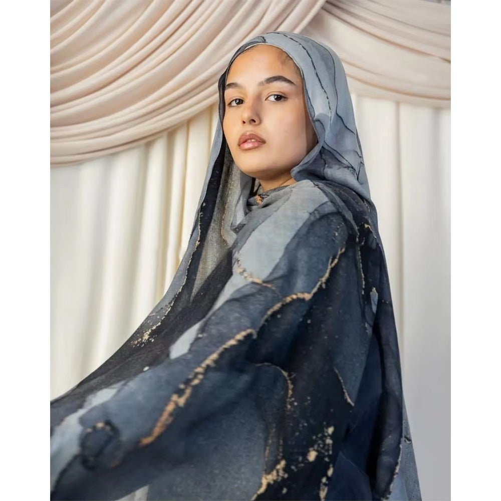 Watercolor Artistic Modal Hijab with Painted Floral Motifs (MH144)