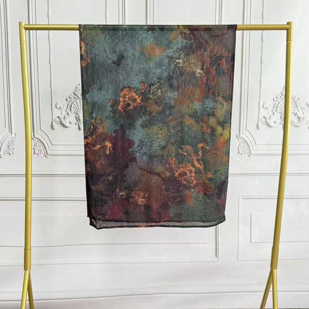 Watercolor Artistic Modal Hijab with Painted Floral Motifs (MH144)